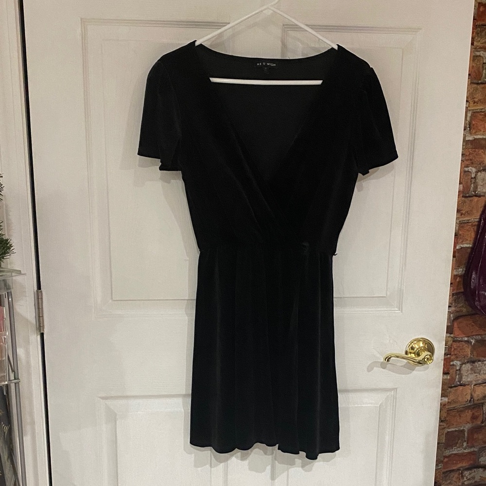 As U Wish Black Velvet Mini Dress